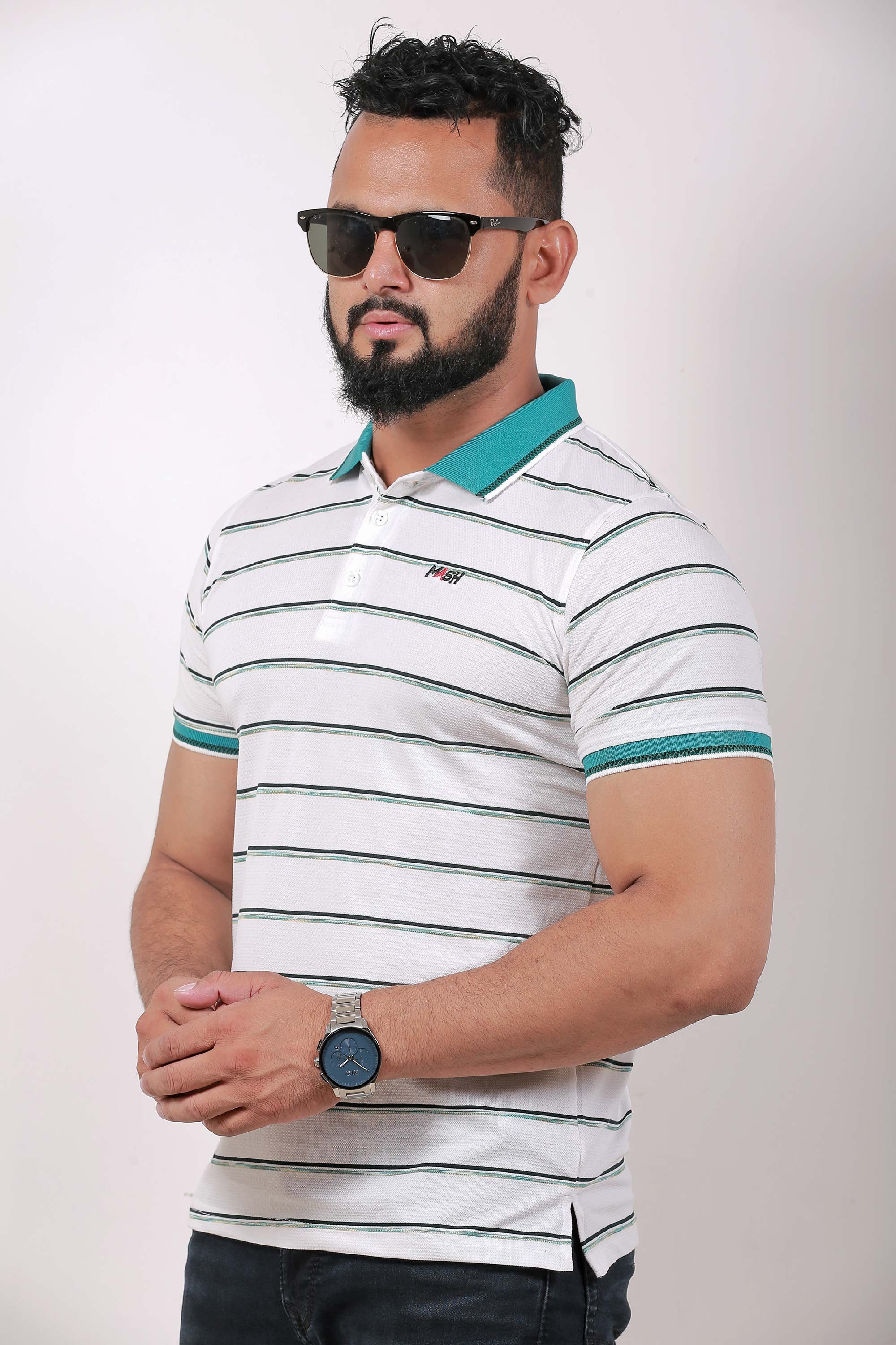 Exclusive Striped Polo T-Shirt For Men's - Mash-25