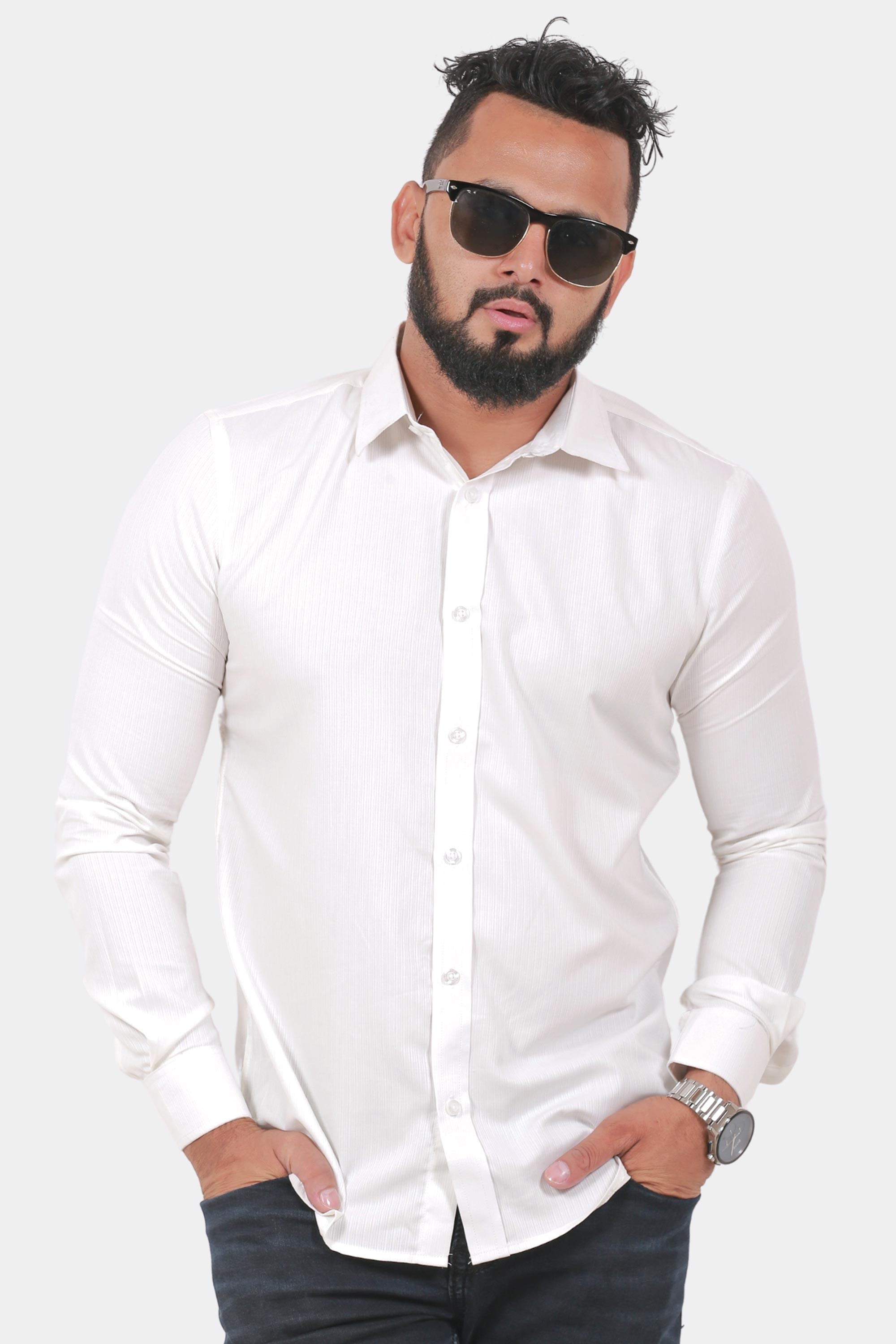 Exclusive White Full Sleeve Shirt For Men's Mash-21